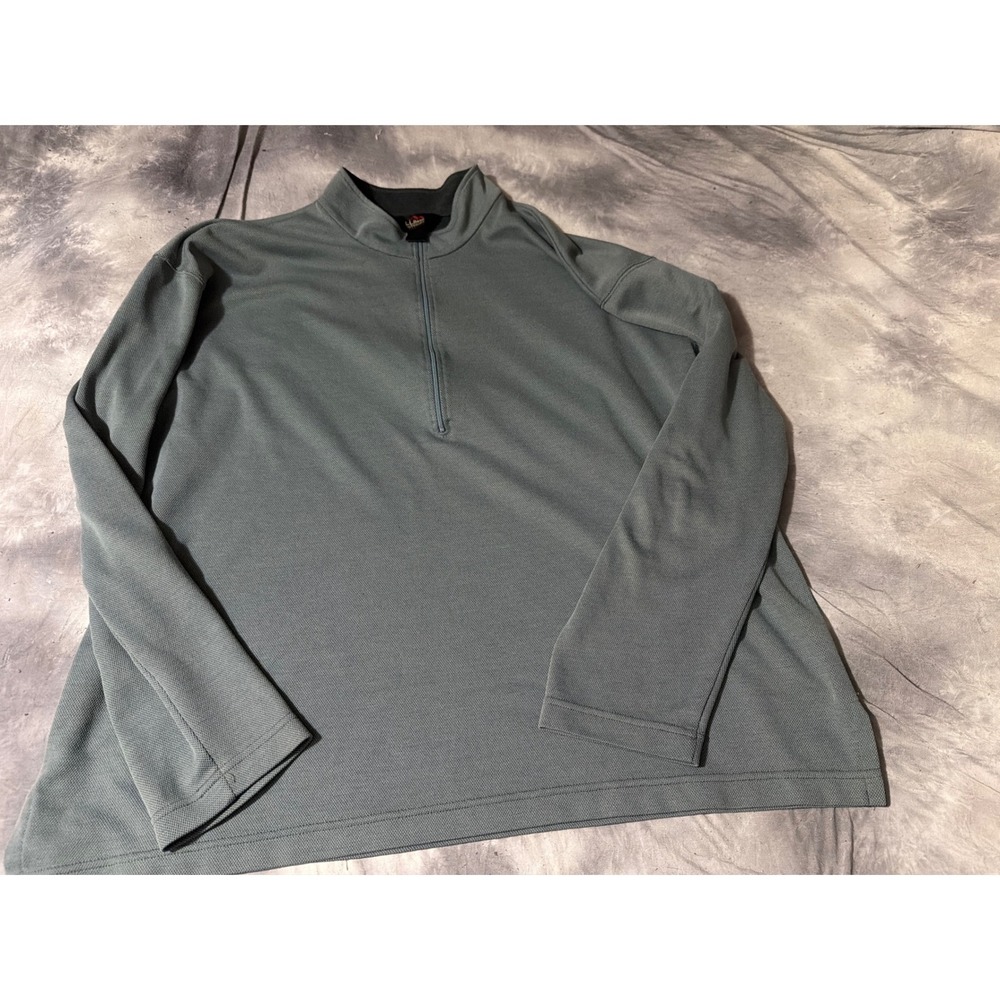 LL Bean Outdoors Mens Quarter Zip Pullover Sage Green Performance Mesh Shirt